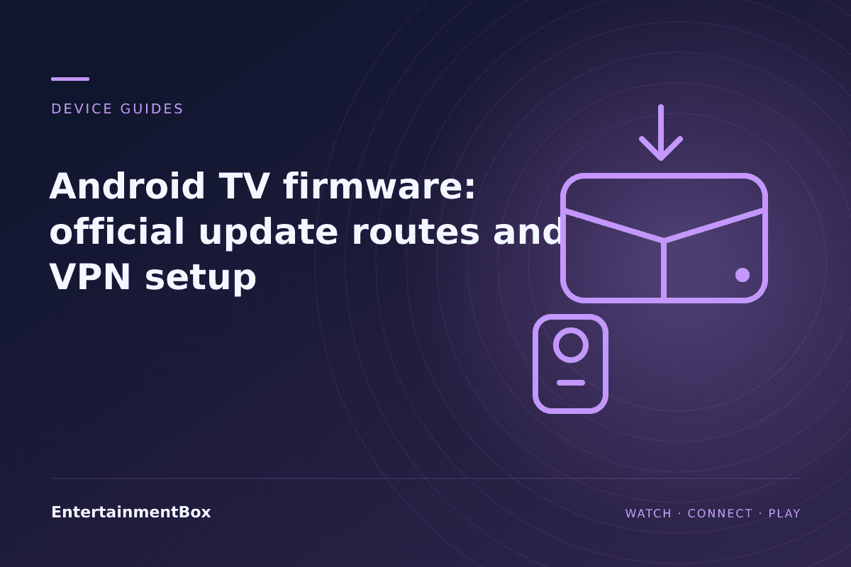 EntertainmentBox editorial cover: Android TV firmware: official update routes and VPN setup