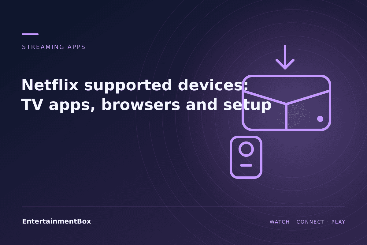 EntertainmentBox editorial cover: Netflix supported devices: TV apps, browsers and setup