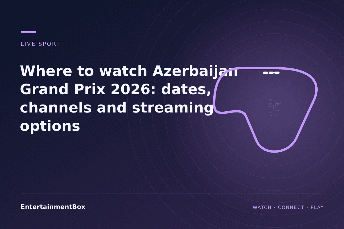 EntertainmentBox editorial cover: Where to watch Azerbaijan Grand Prix 2026: dates, channels and streaming options