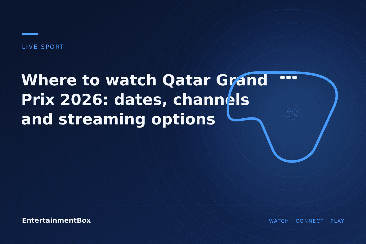 EntertainmentBox editorial cover: Where to watch Qatar Grand Prix 2026: dates, channels and streaming options
