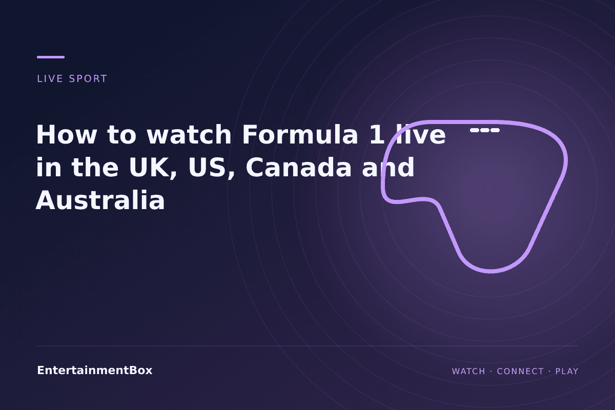 EntertainmentBox editorial cover: How to watch Formula 1 live in the UK, US, Canada and Australia